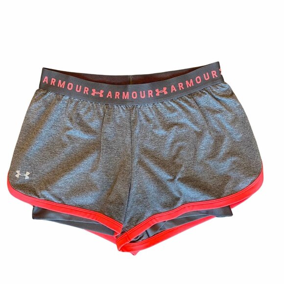 Under Armour 2 in 1 Shorts Women’s XS Heat Gear Running Compression Gray - Picture 1 of 6